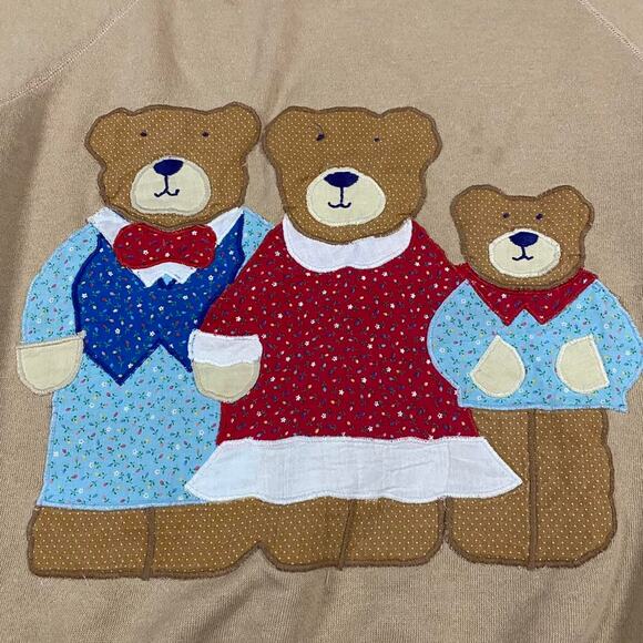 VTG Teddy Bear Sweatshirt Womens M Grandma Hanes Raglan Granny Brown 80s 90s - Picture 2 of 4